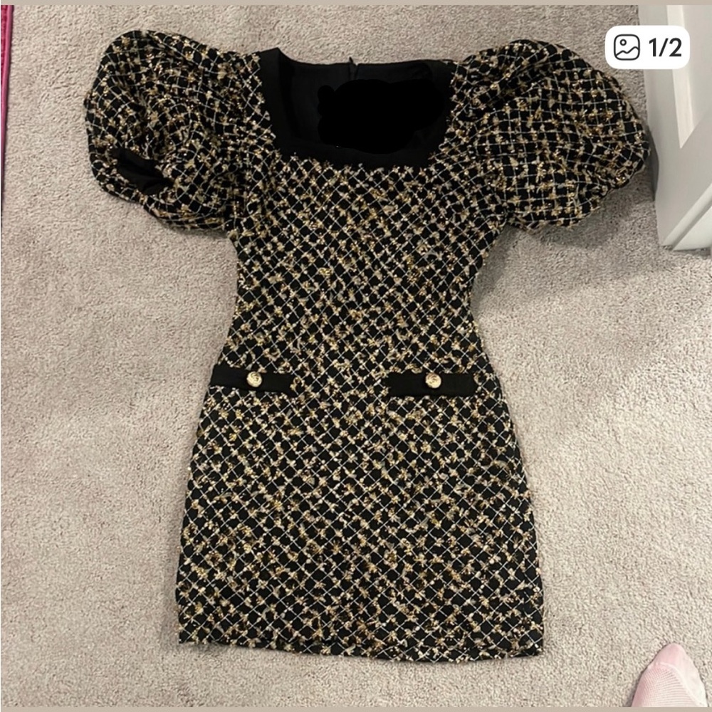 Endless Rose Black and Gold Mini Dress